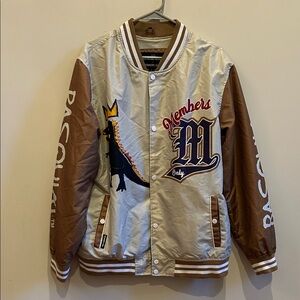 Members Only Cream and Brown Bomber Jacket